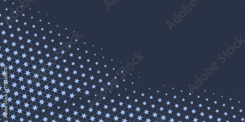Stars Modern Halftone Geometry Pattern Vector Smooth Camber Border Blue Abstract Background. Checkered Faded Particles Curve Line Subtle Texture. Half Tone Contrast Graphic Minimalist Wide Wallpaper