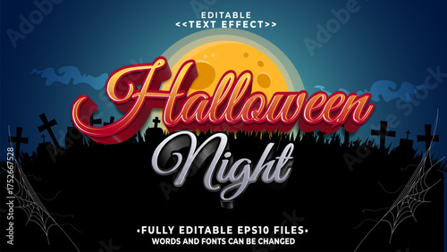 editable 3d halooween night text effect