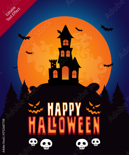 editable happy halloween text effect with ornaments