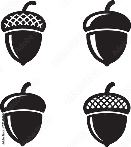 Acorn leaf icons set. Simple set of acorn leaf vector icons for web design