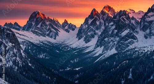 Majestic Dolomite Peaks Bathed in Golden Sunset Light mountain mountains