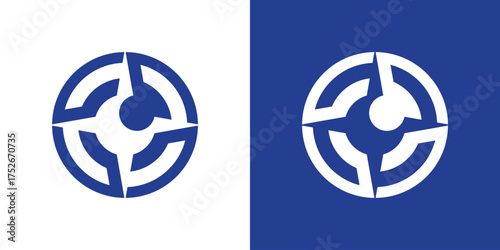 Modern logo combining navigation symbol and eye shape, representing vision, focus, and direction. Suitable for technology, security, navigation, and vision-related branding.