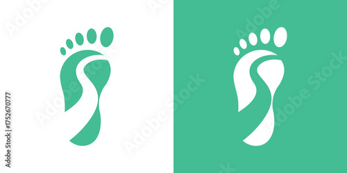 Creative logo combining a footprint and river symbol, representing travel, exploration, and outdoor adventure. Perfect for hiking, eco trip, tourism, and nature brand identity.