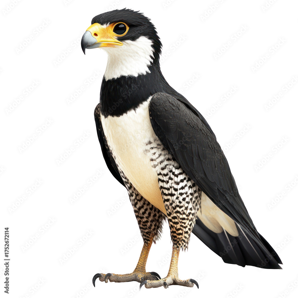 Obraz premium Crested Caracara Bird full body view isolated on white or transparent background 