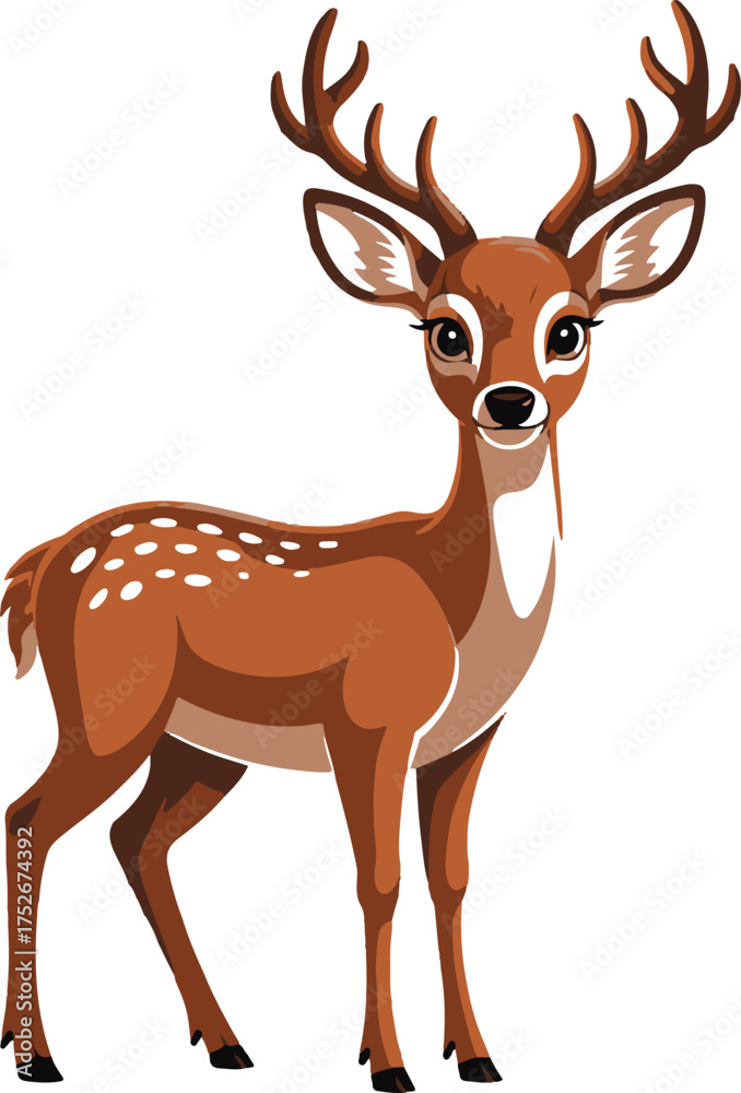 Fototapeta premium deer vector illustration, cute animal vector illustration, deer illustration vector, cute deer cartoon illustration