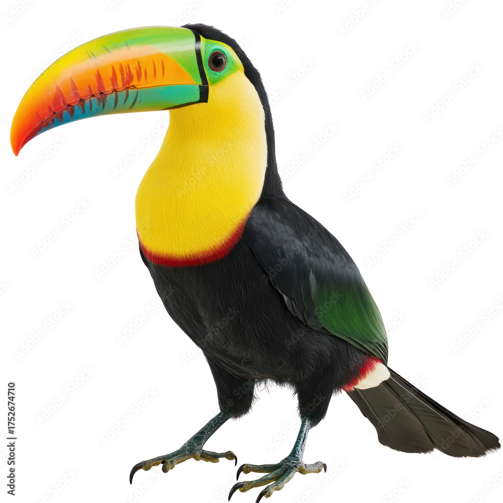 Fototapeta premium Toucan Bird full body view isolated on white or transparent background