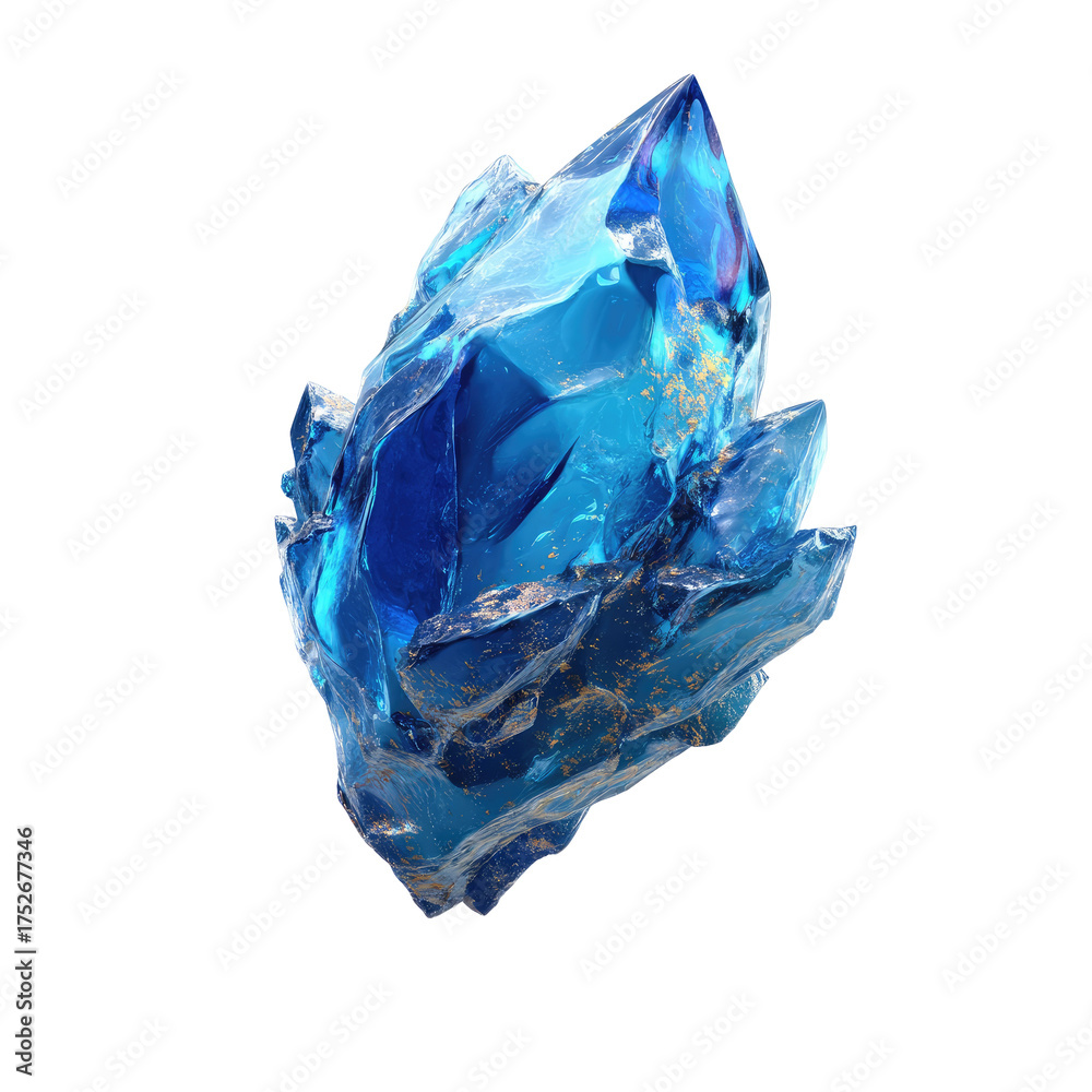 Obraz premium Crystalline blue gem, sharp facets