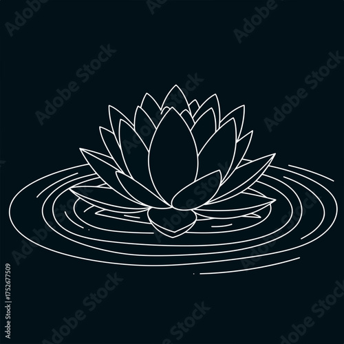 Elegant water lily blossom in serene pond, a calming nature symbol, perfect for wellness brands and peaceful designs, originally from scalable vector graphic