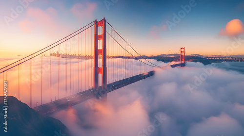 Golden Gate Bridge in San Francisco at sunrise