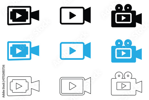 video camera vector icon, film shoot camera videography vector illustration