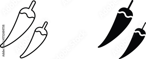 chili icon vector graphic illustration  with white background flat hand made icon fill icon .
