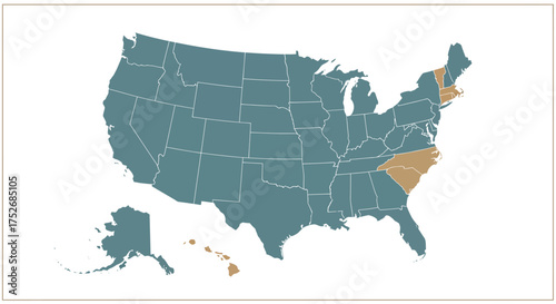 United States of America Map Highlighted States