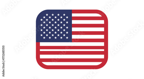 American flag with rounded corners, a symbol of patriotism and national pride