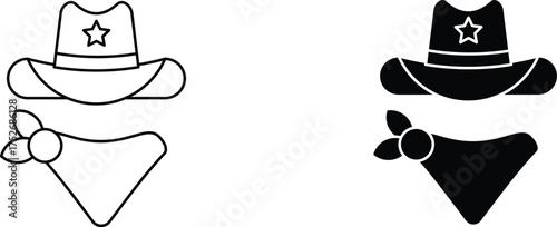 cowboy icon vector graphic illustration  with white background flat hand made icon fill icon .