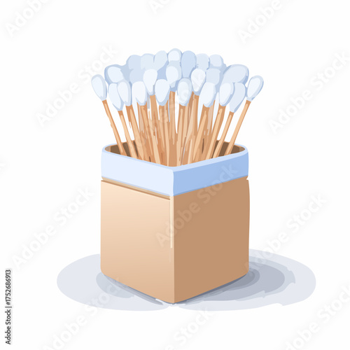 Cotton swabs in a square box on a white background vector illustration