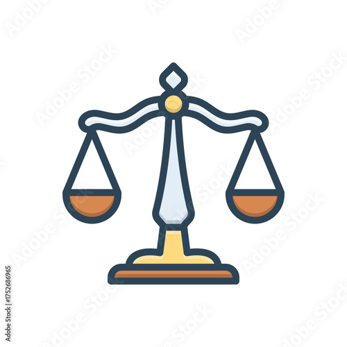 Color illustration icon for justice scale