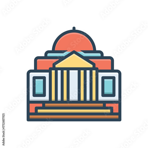 Color illustration icon for supreme court