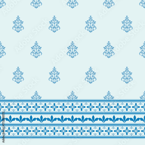 Sari Indian pattern. Sari Indian oriental pattern. Floral Indian pattern style can be used in fabric design for clothing, textile, background, wallpaper, embroidery, floral pattern 