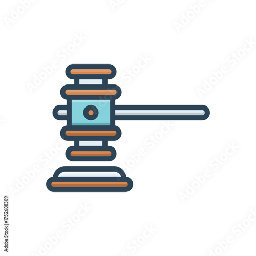 Color illustration icon for court gavel
