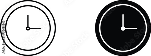 clock icon vector graphic illustration  with white background flat hand made icon fill icon .