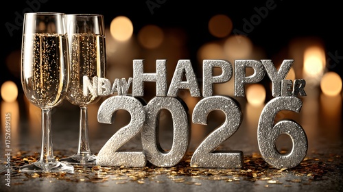 mini 3D rendered happy new year 2026
