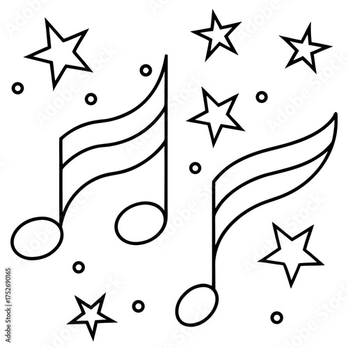 Outline christmas music notes festive design elements