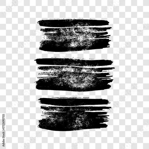 Set of black hand drawn brush strokes