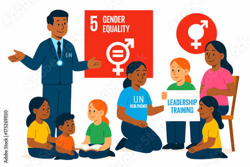 UN Supporting Gender Equality SDG Vector