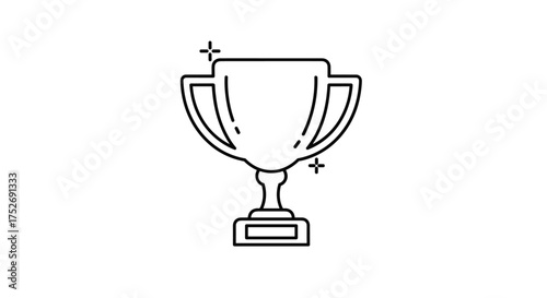 A simple line art illustration of a trophy cup symbolizing success achievement and victory in a competition.