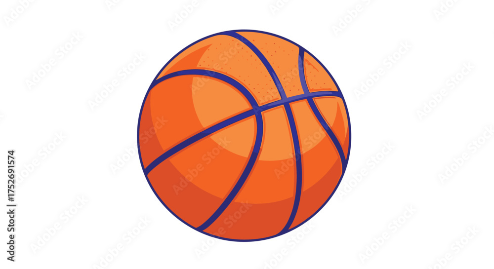Fototapeta premium An orange basketball with dark blue lines is shown on a white background.