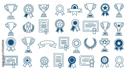 A collection of award and recognition icons symbolizing achievement and excellence.