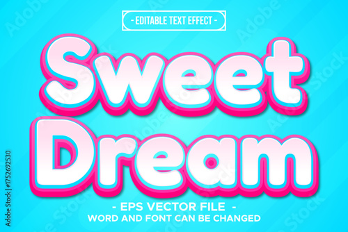 Sweet Dream Editable Text Effect – Pink and Blue 3D Cute Typography Vector