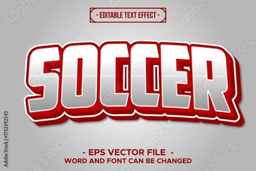 Soccer Editable Text Effect – Red and White 3D Sport Style Vector