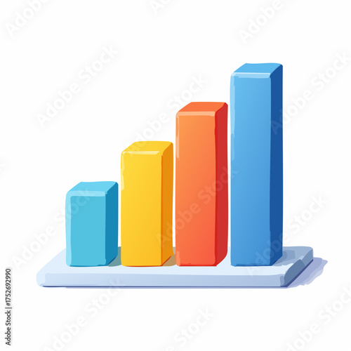 Colorful 3 d bar graph illustration representing business data and progress