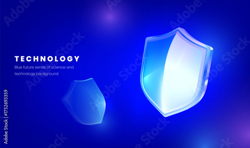 Tech style blue horizontal version background illustration protective shield