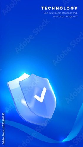 Tech style blue vertical plate background illustration protects the shield