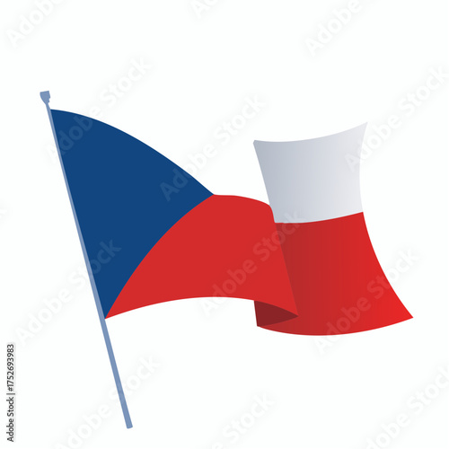 Czech flag waving graphic isolated on white background