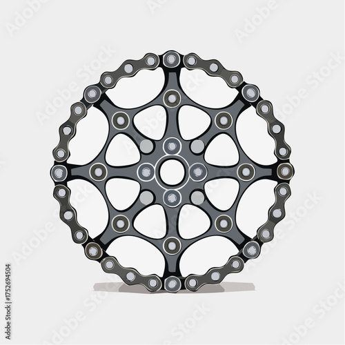 Detailed vector illustration of a bicycle chainring isolated on white