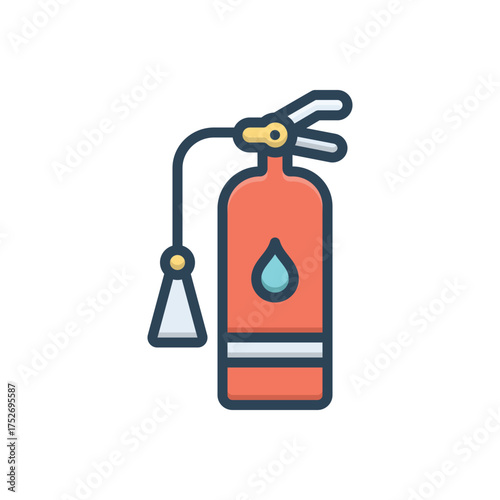 Color illustration icon for fire extinguisher