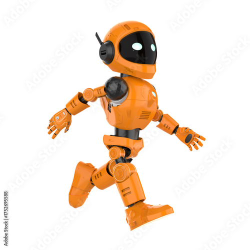 Robotic personal assistant walking on white background