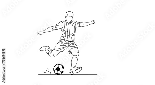 A soccer player in action kicking the ball during a match.