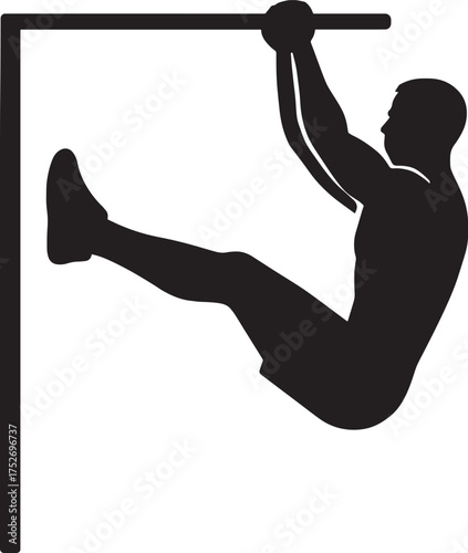 Hanging Leg Raise Silhouette | Core Strength Fitness Vector Pose