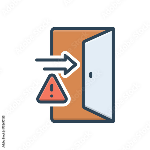 Color illustration icon for emergency exit