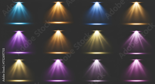 Bright, colorful abstract background with a purple star burst of energy and laser lights for a disco night design