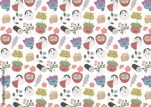 節分　背景　イラスト　パターン