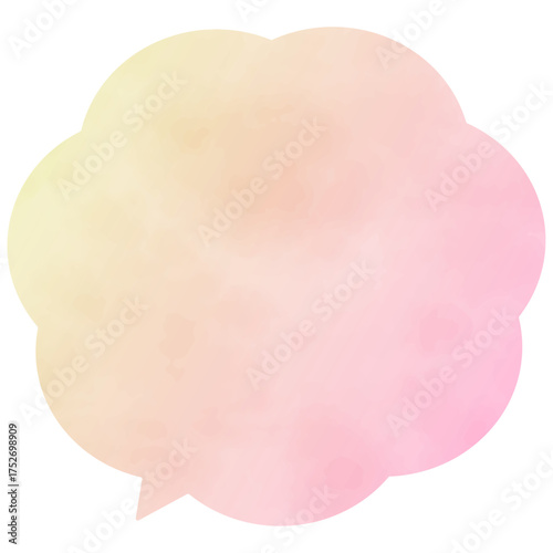 水彩風のグラデーションカラー吹き出し　もこもこ3