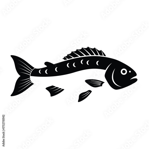 Silhouette of a stylized fish with abstract shapes for a nautical theme silhouette