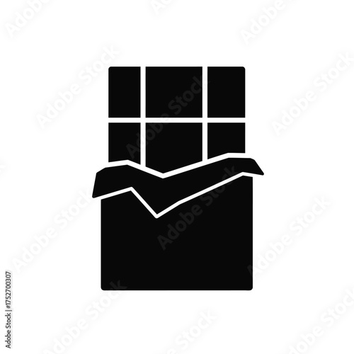 A delicious dark chocolate bar unwrapped revealing its square segments a sweet treat silhouette