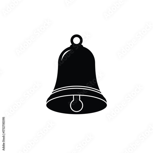 Simple silhouette of a classic bell with a ring and clapper iconic symbol silhouette