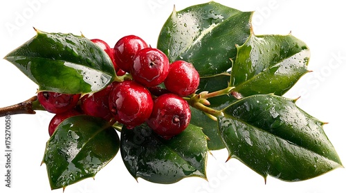 mini a sprig of green holly with three